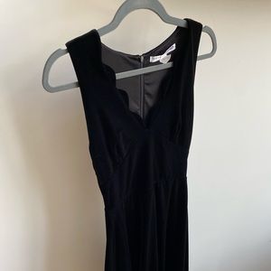 Scallop Edge Black Velvet Dress